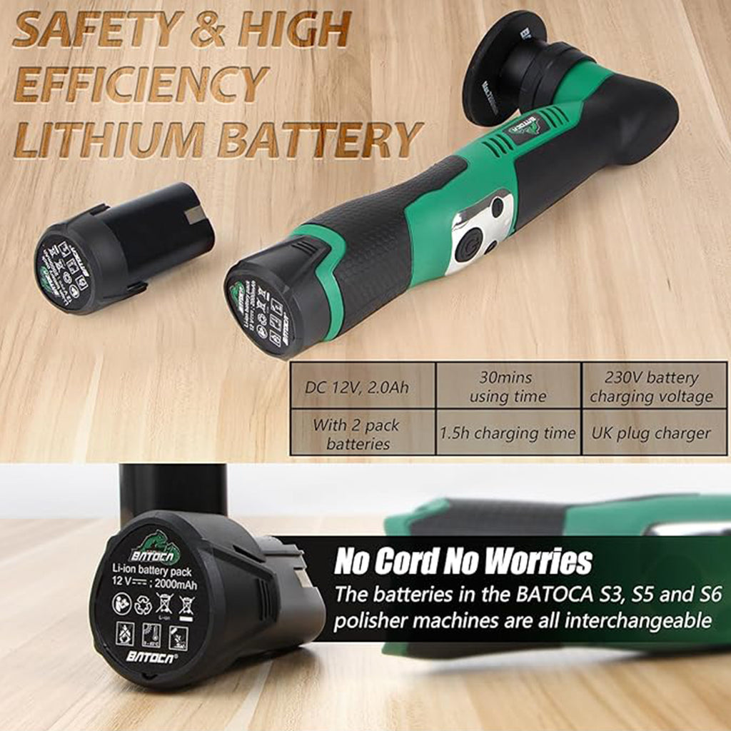 BATOCA Cordless Car Polisher Buffer Sander Dual Action & Rotary--S5