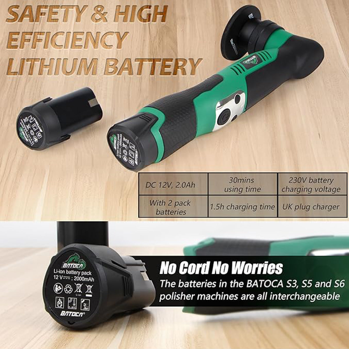 BATOCA Cordless Car Polisher Buffer Sander Dual Action & Rotary--S5