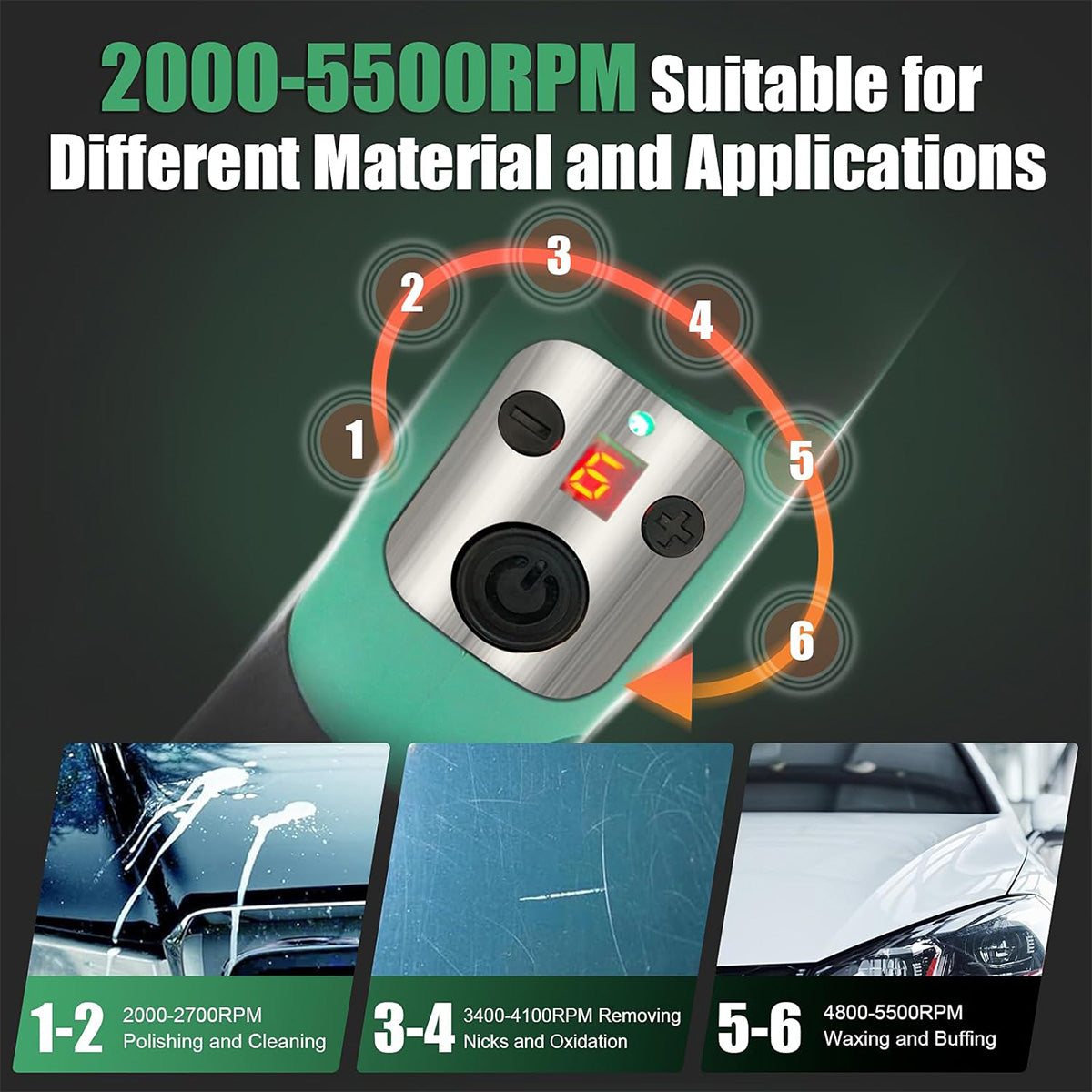 BATOCA Cordless Car Polisher Buffer Sander Dual Action & Rotary--S5