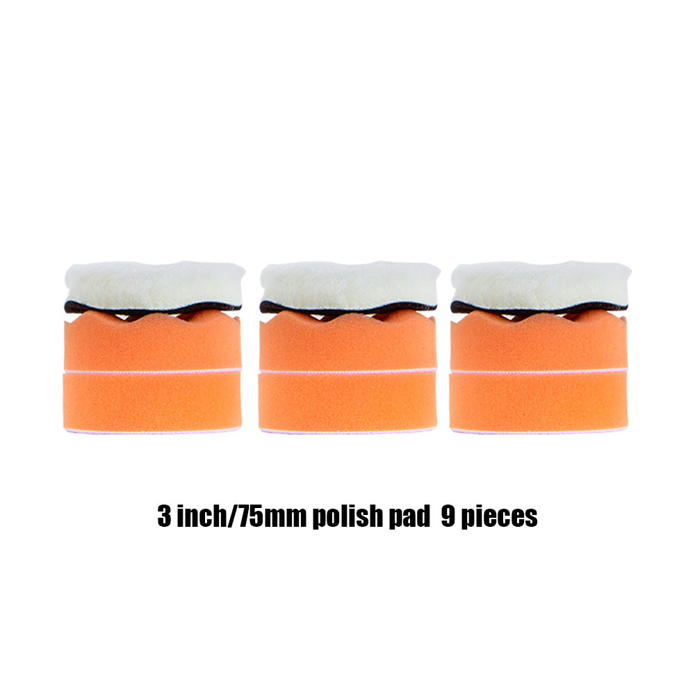 BATOCA 3inch Polishing Pad 9 Pieces（Flat/Wave/Faux Wool）